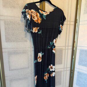 Loveappela Black Floral Long Dress, Size M, Summer Style